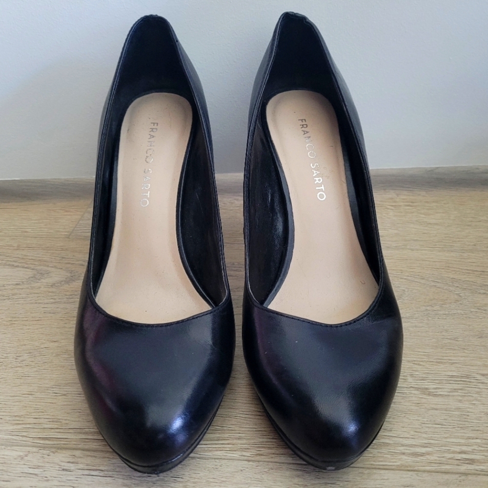 Franco Sarto Black Darren Leather Pumps Heels Size 7.5